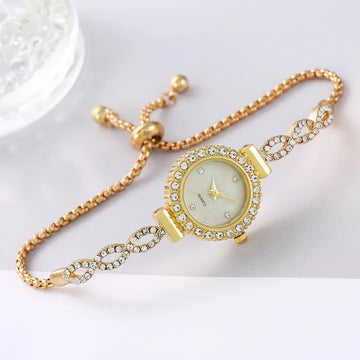 Elegant Golden Bracelet Watch (Women's Small Dial)