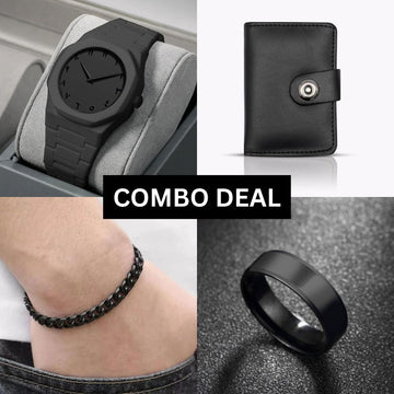 4-in-1 Men's Combo – Watch, Wallet, Bracelet & Ring