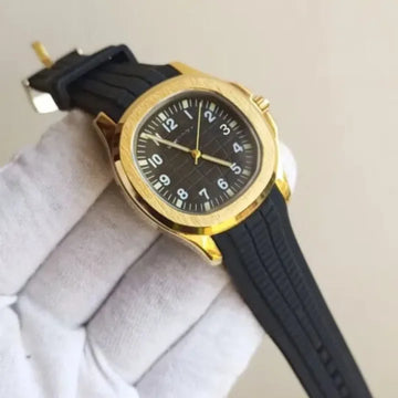 Square Rubber Strap Watch - Gold